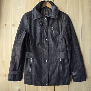 Danier Dark Brown Leather Zip Up Jacket Womens Small